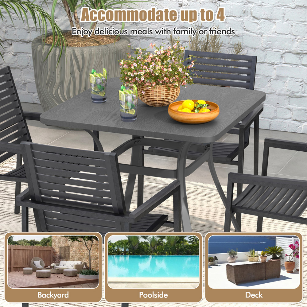 Costway 4 Seater Garden Dining Table Grey Image 8