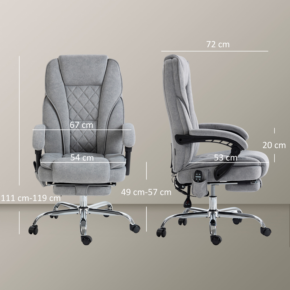 Vinsetto Grey Heated Reclining Massage Office Chair Image 9