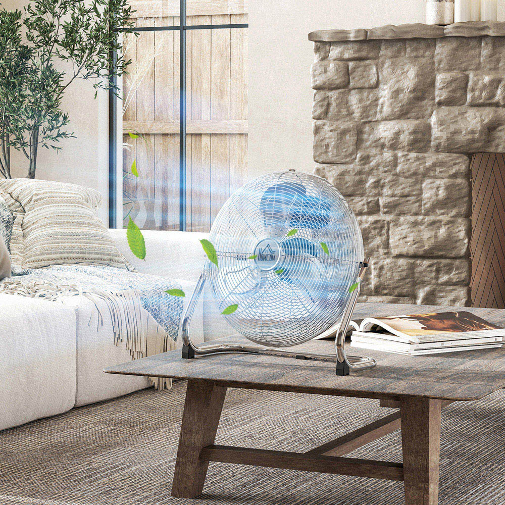 HOMCOM Silver Metal Electric Table Fan 16 inch Image 2