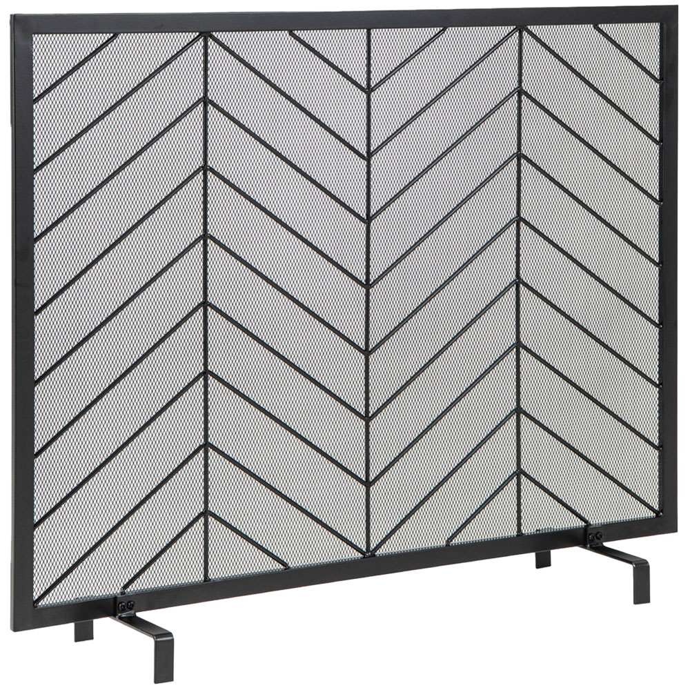 Costway Single Panel Black Fireplace Screen Image 1