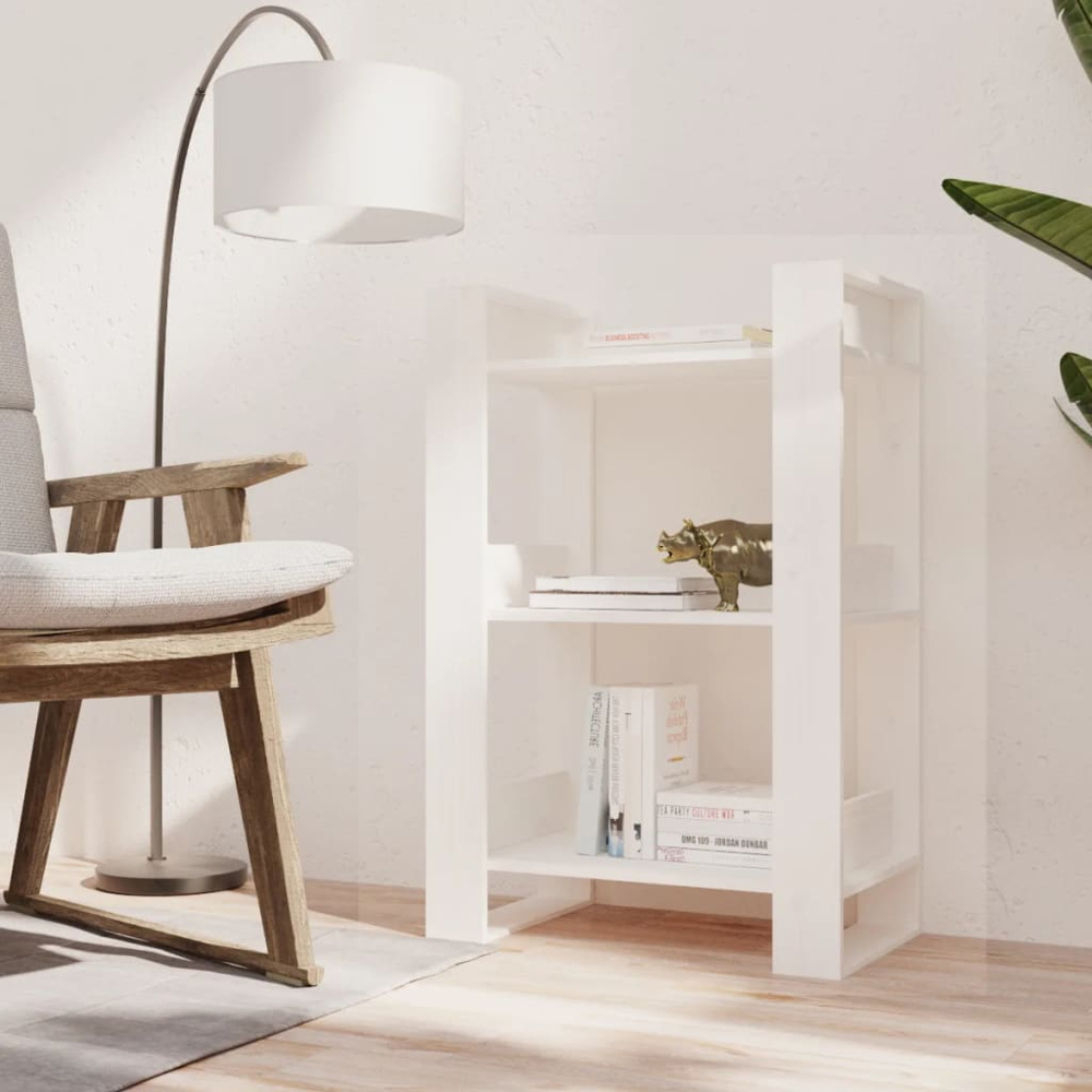 vidaXL 3 Shelf White Solid Pine Wood Bookcase Image 7