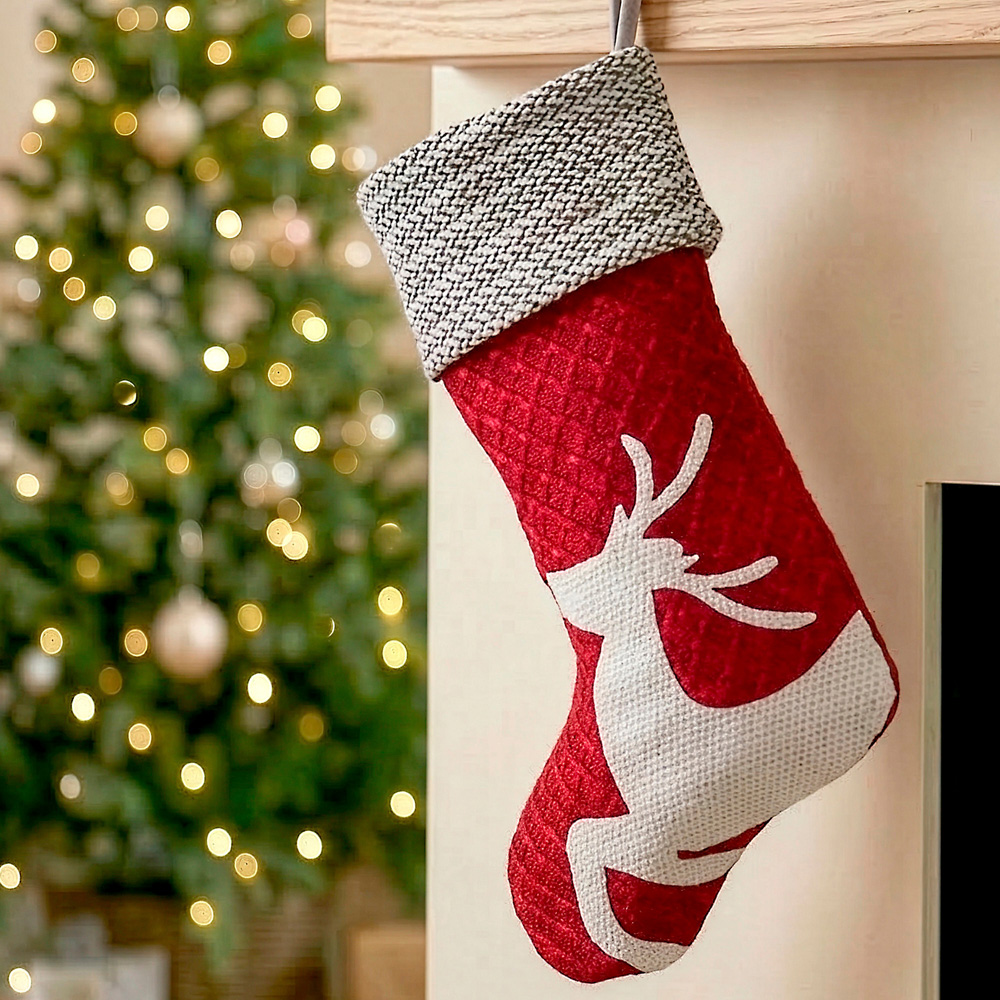 Dibor Sweater Knit Reindeer Stocking Image 2