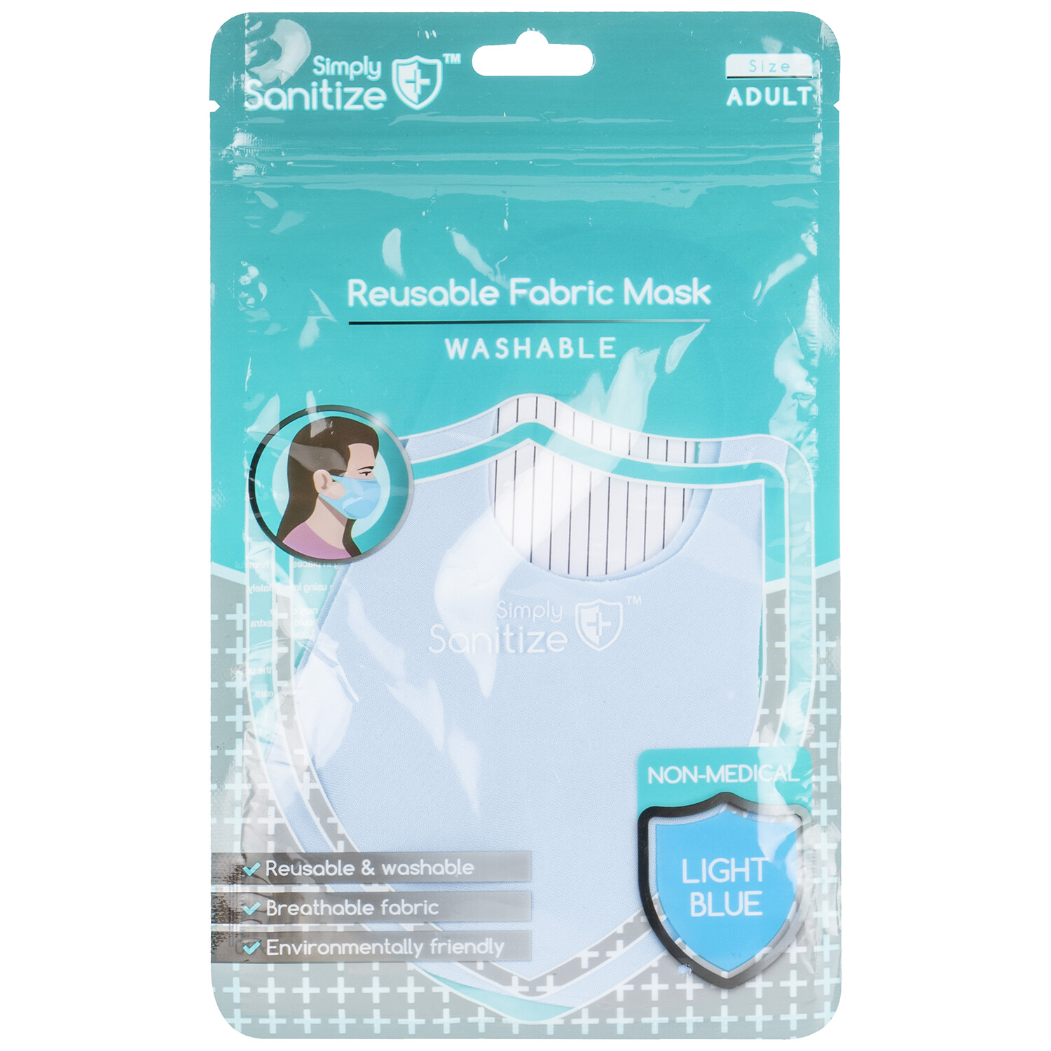 Reusable Fabric Mask - Light Blue Image