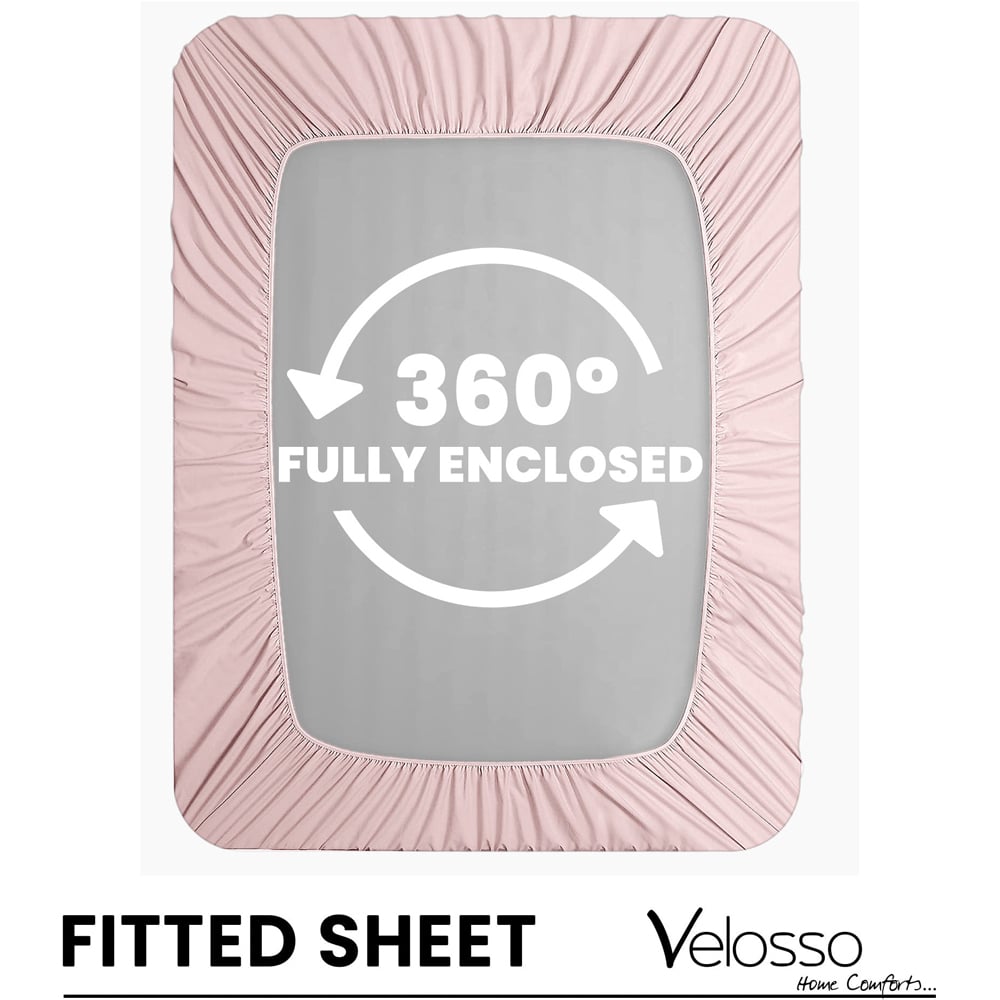 Velosso Microfibre Super King Size Pink Fitted Sheet Image 4