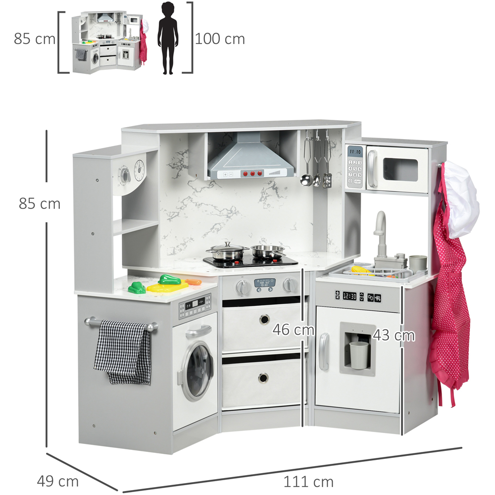 AIYAPLAY Kids Grey Kitchen Play Set with Running Water Apron and Chef Hat Image 7