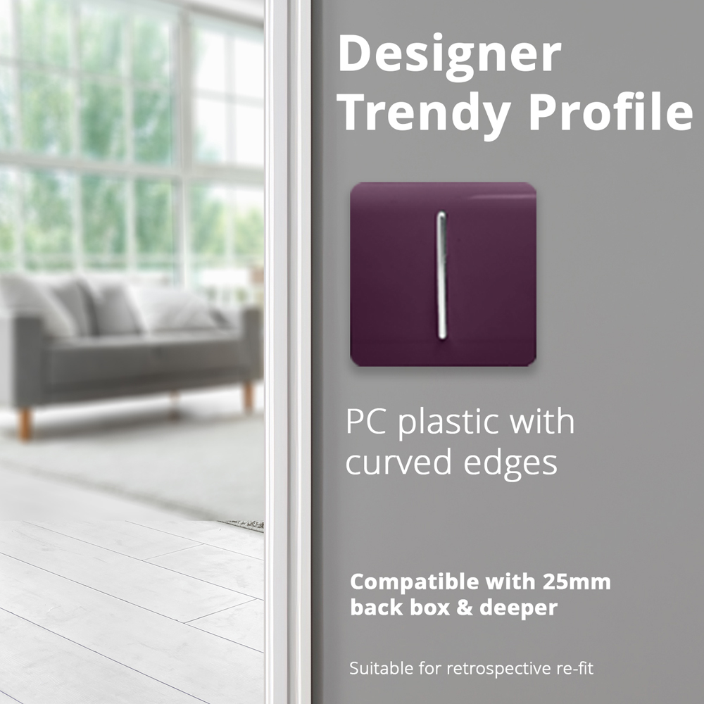 Trendi Switch 1 Gang 1 or 2 Way Plum Purple Rocker Light Switch 2 Pack Image 5