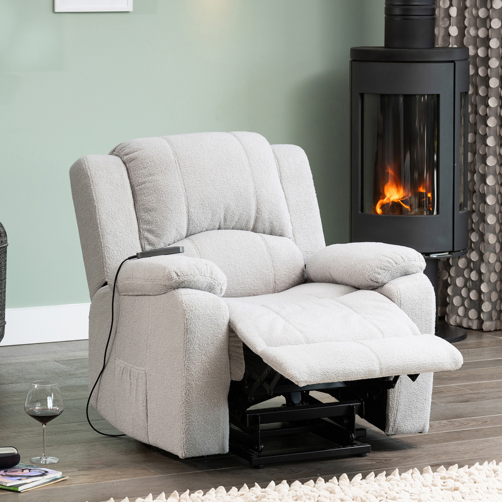 Artemis Home Ellington Light Grey Massage and Heat Electric Lift Assist Recliner Chair Image 4