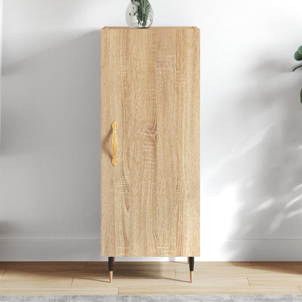 vidaXL Single Door 3 Shelf Sonoma Oak Sideboard with Metal Legs Image 1