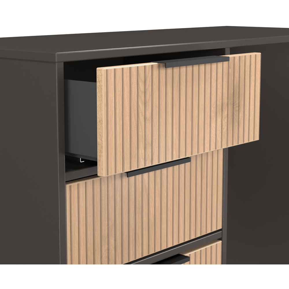 Crowndale Hong Kong 4 Drawer Slatt Effect and Graphite Vanity Dressing Table Ready Assembled Image 6