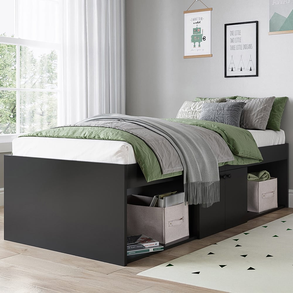Kudl Single Black Low Cabin Bed Image 1