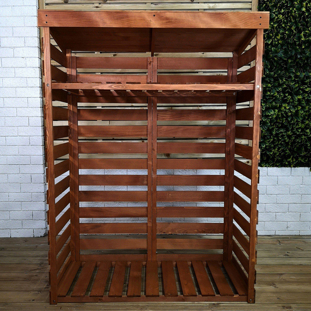 Samuel Alexander 156 x 117cm Large Wooden Garden Patio Log Store Shed with Shelf Image 4