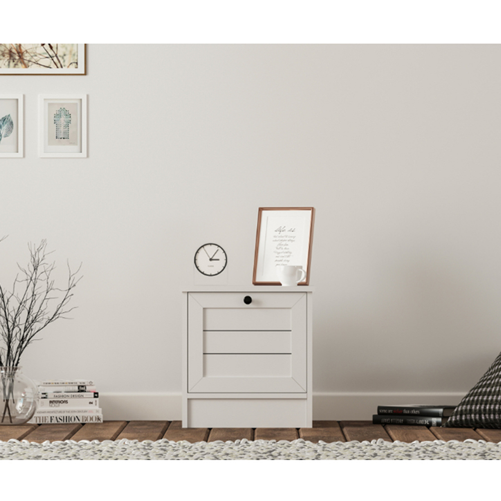 Evu VENICE Single Door Soft White Bedside Table Image 5