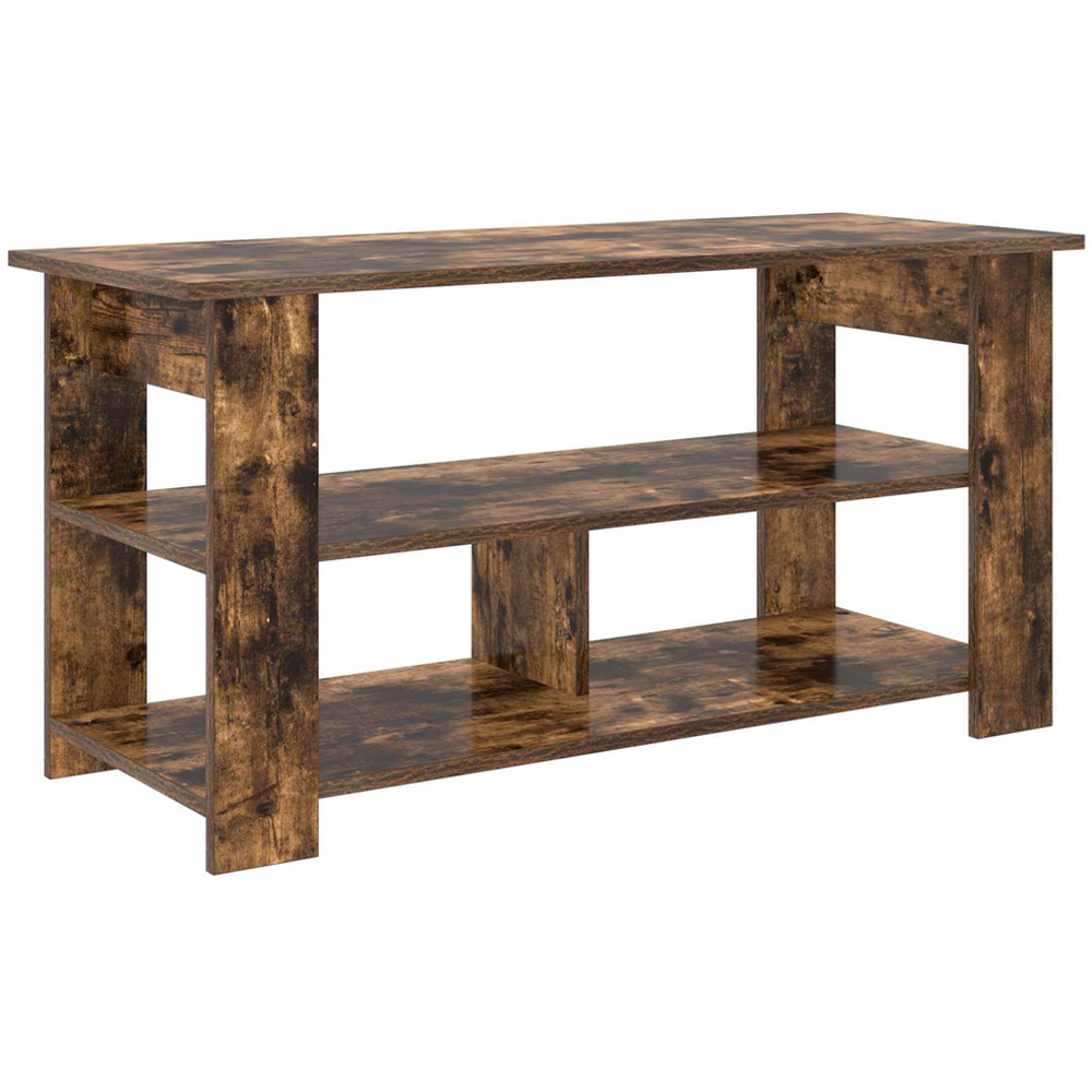 vidaXL 2 Shelf Smoked Oak Wide TV Stand Image 2