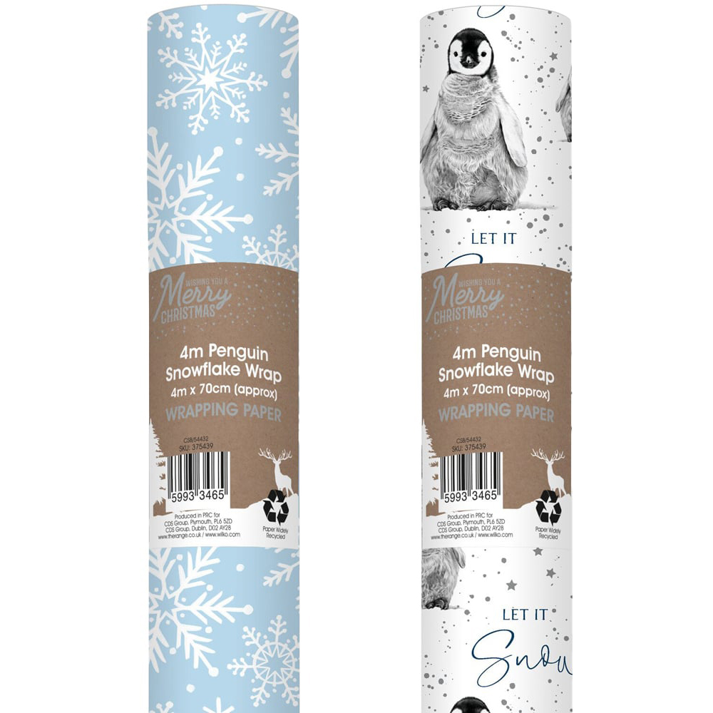Penguin or Snowflake Gift Wrap - Mutlicolour Image 2