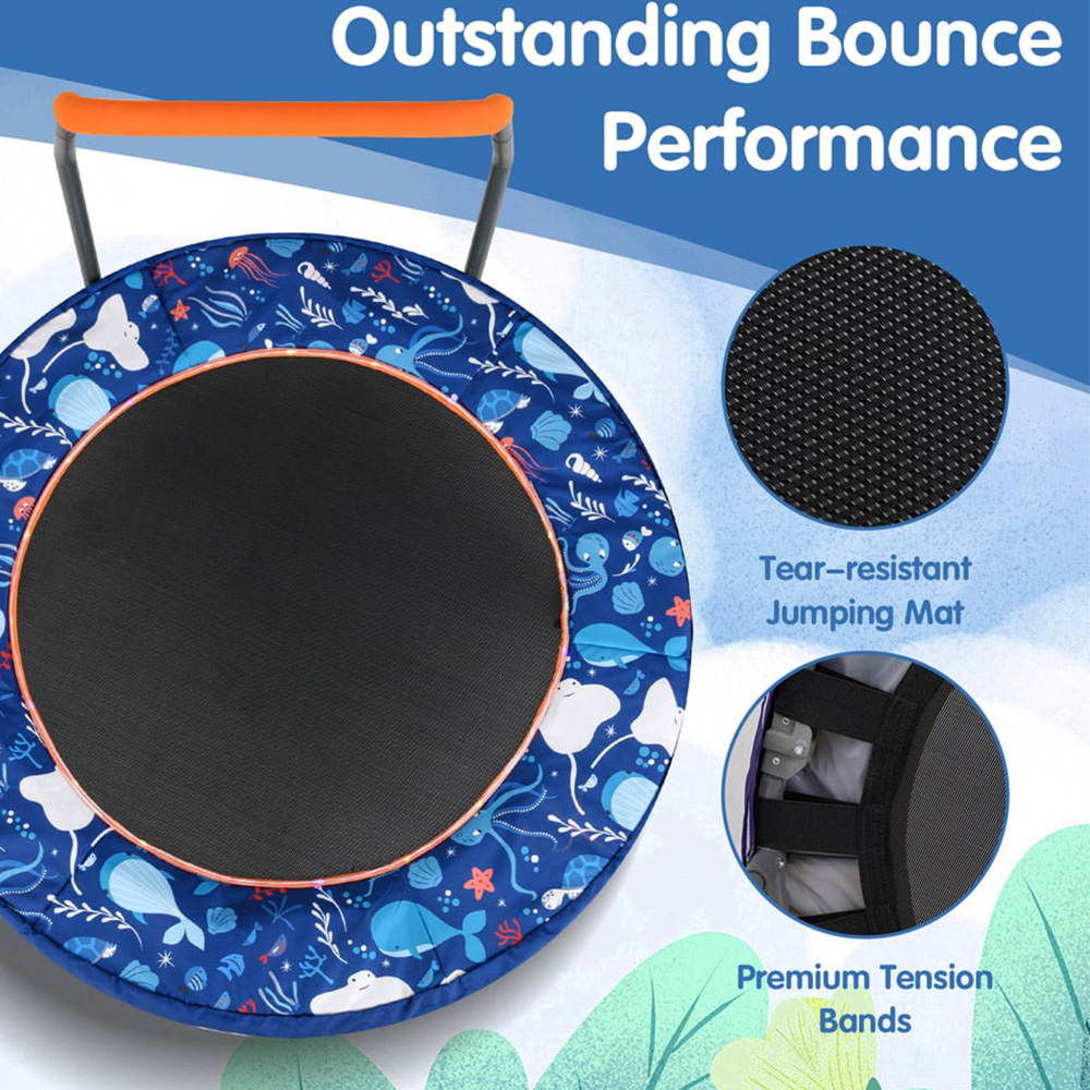 Costway Navy Kids Folding Mini Trampoline Image 8