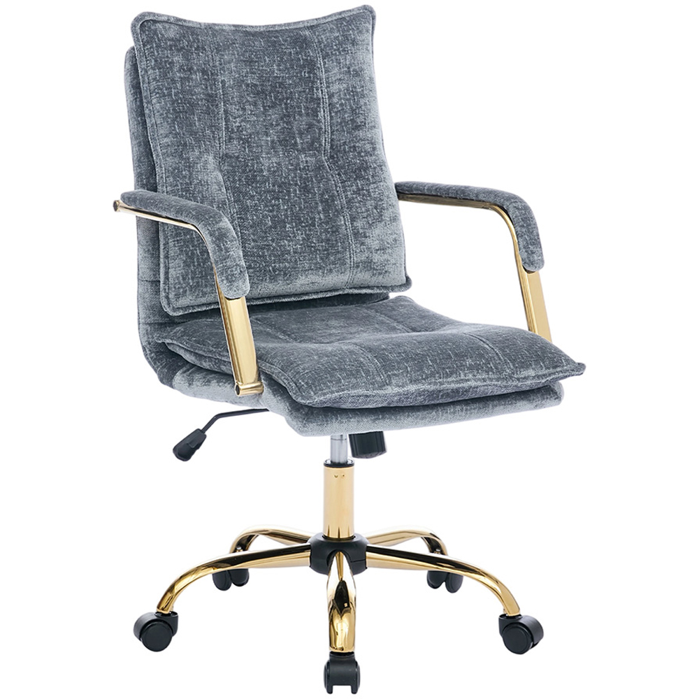 Living and Home Blue Chenille Height Adjustable Swivel Office Chair Image 2