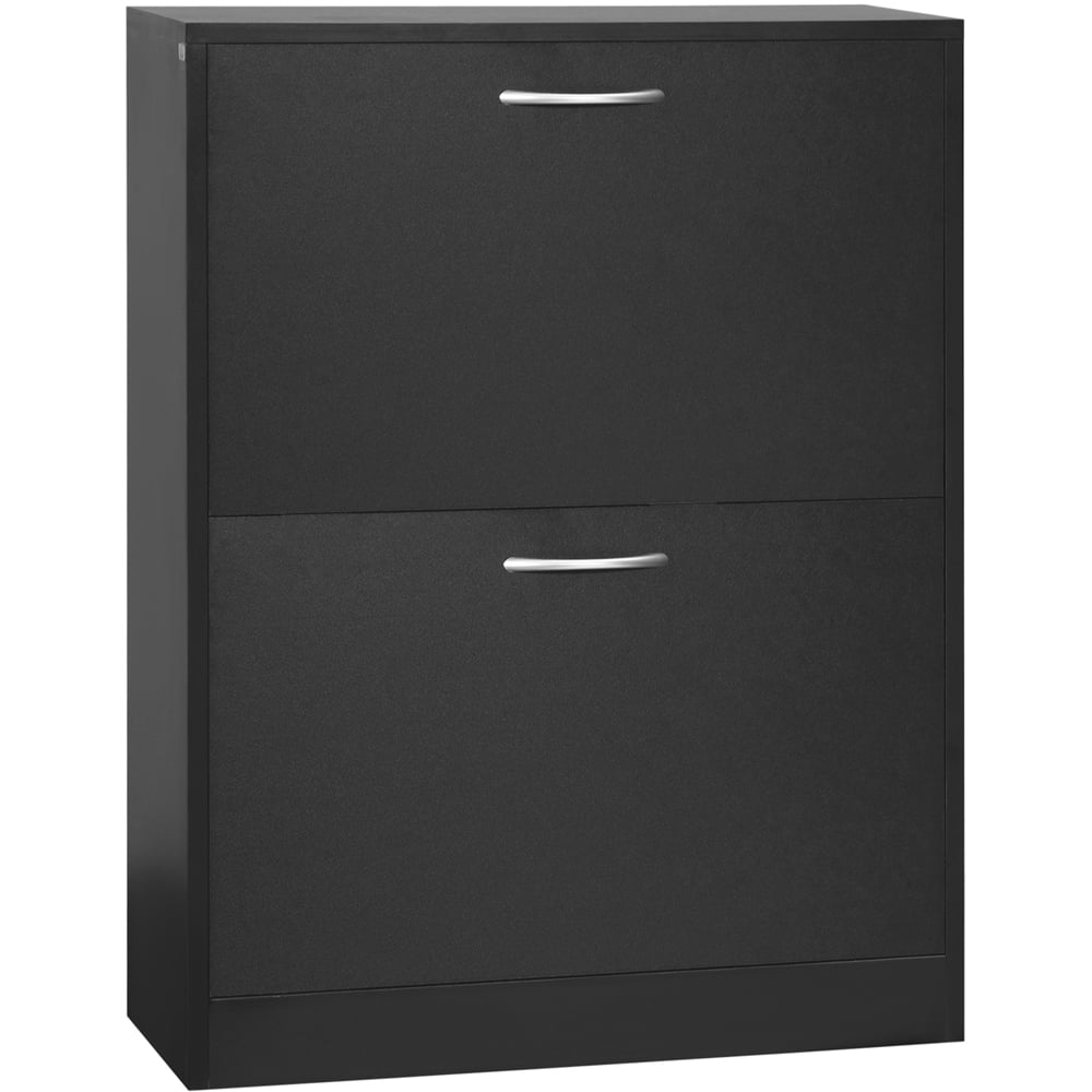 HOMCOM 2 Tier Black Tipping Shoe Cabinet Image 3