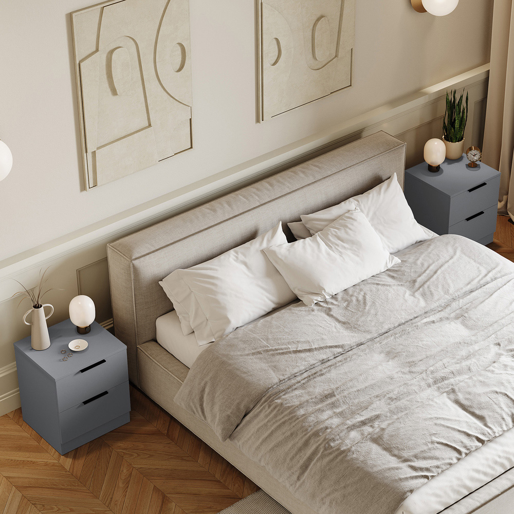 VIDA DESIGNS Trega 2 Drawer Grey Bedside Cabinet Set of 2 Image 4