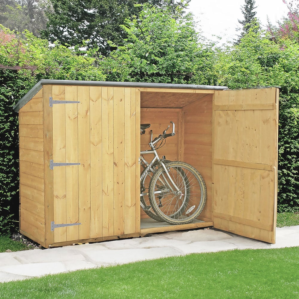 Shire 6.14 x 2.3ft Double Door Shiplap Pent Bike Shed Image 2
