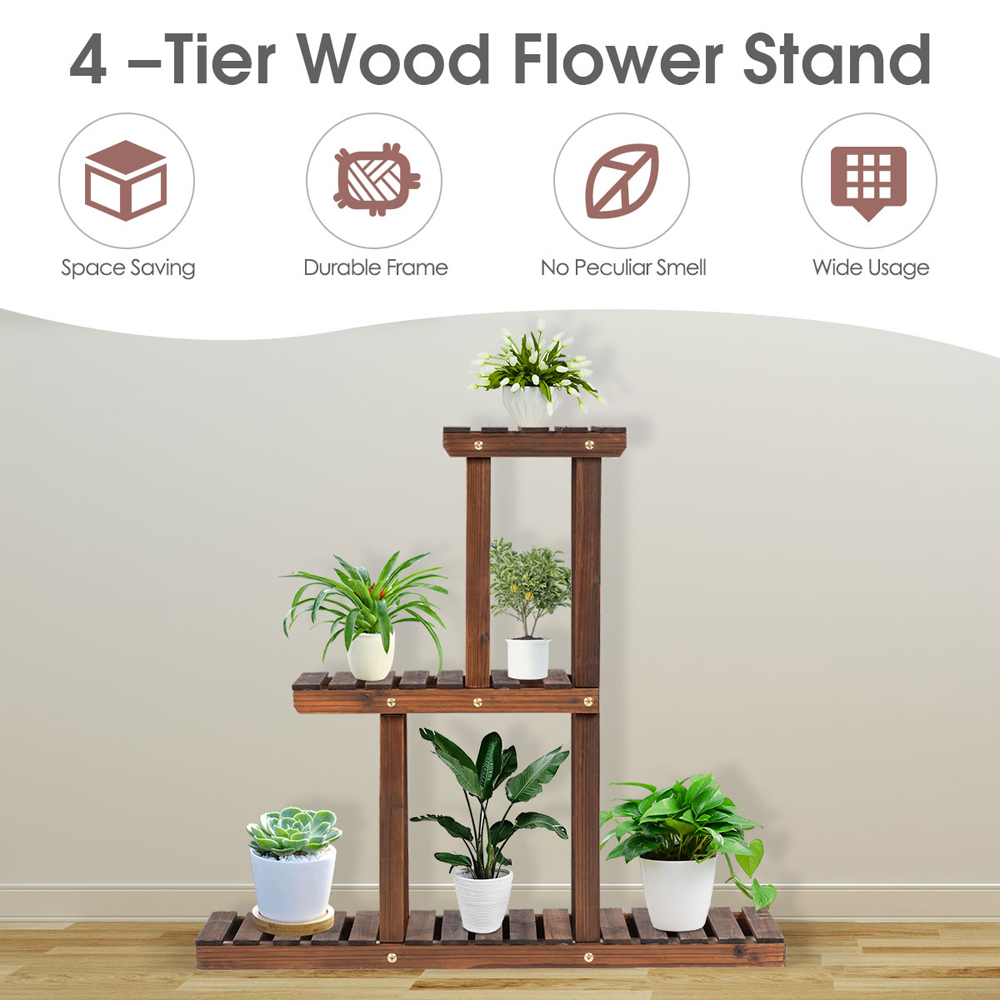 Costway 6 Shelf Wooden Plant Stand Image 8