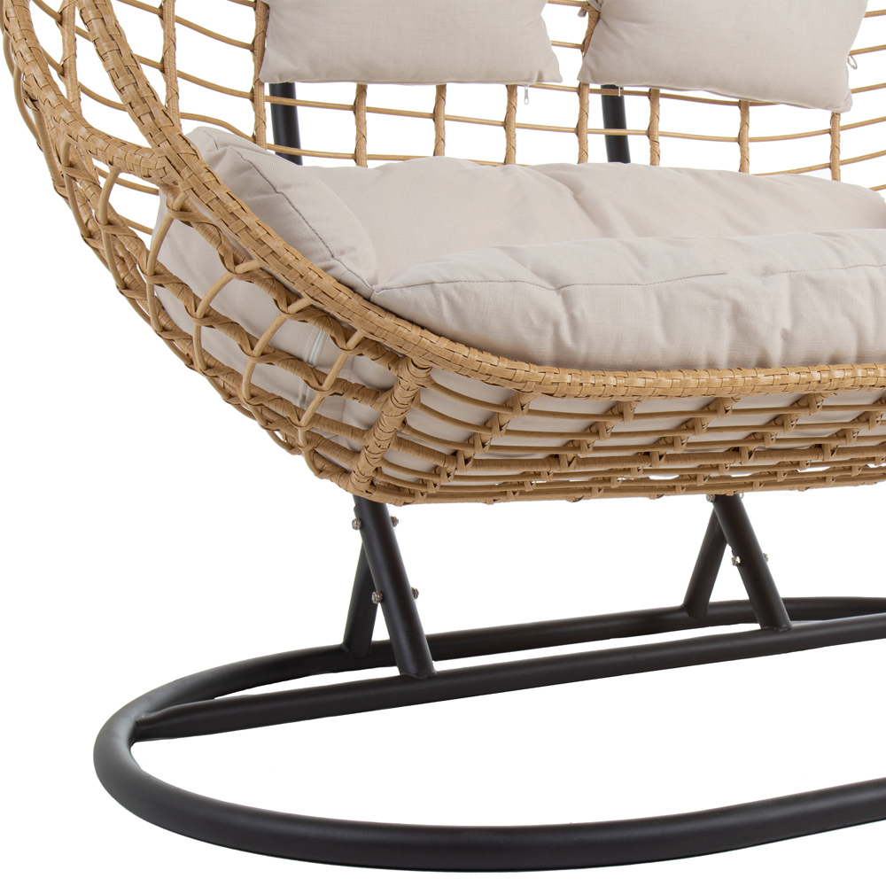 Charles Bentley Natural Double Swing Egg Chair with Cushions Image 8