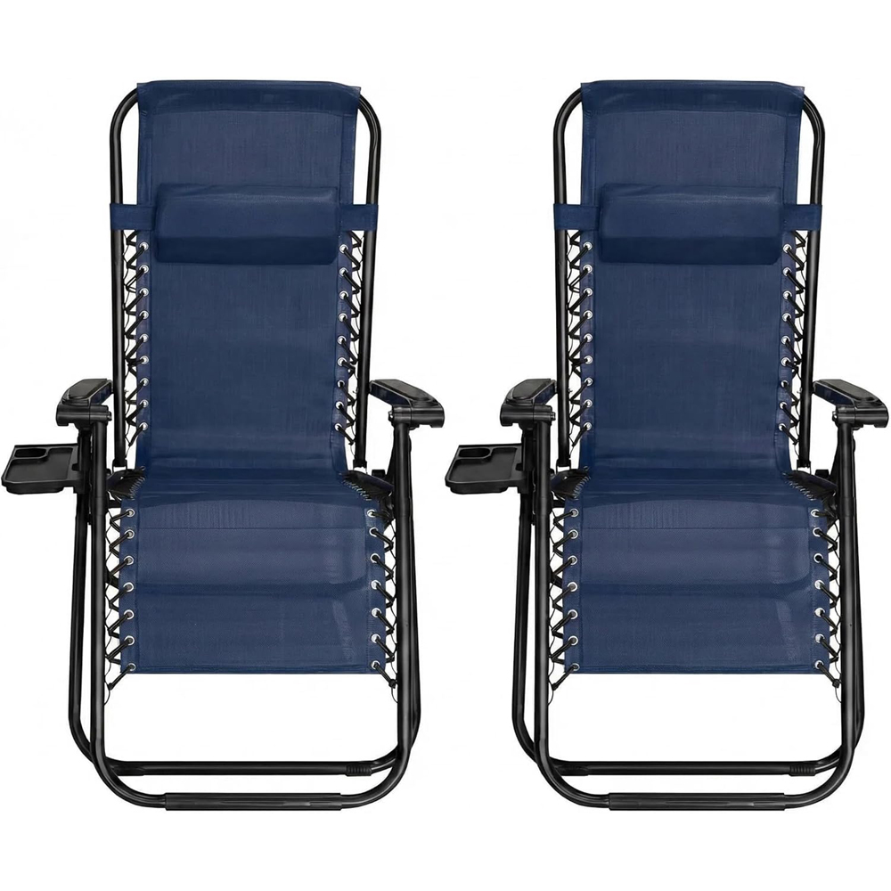 Alivio 2 Pack Dark Blue Zero Gravity Reclining Sun Loungers Image 4