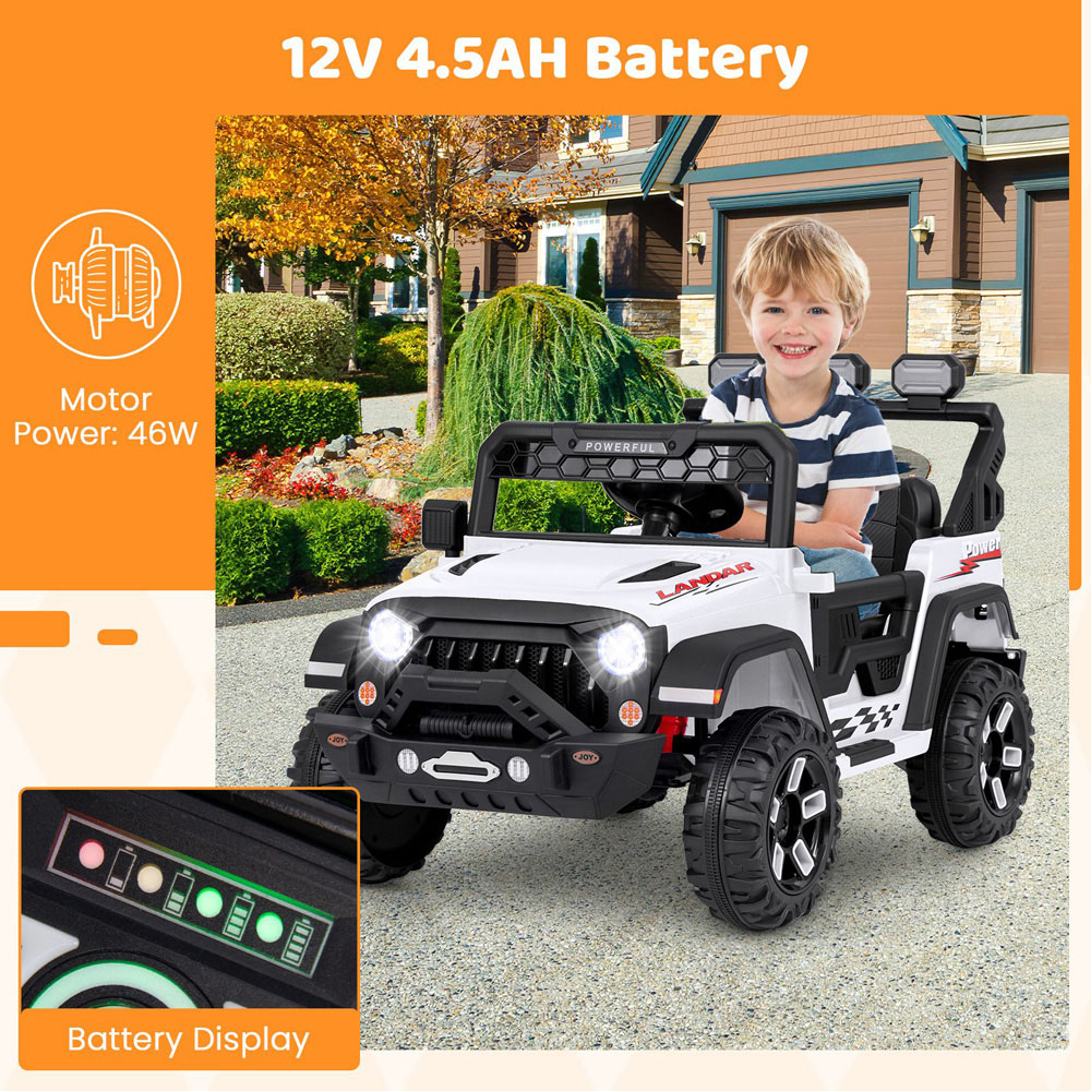 Costway Kids White Ride On Truck with Remote Control and Wireless Connection 12V Image 5