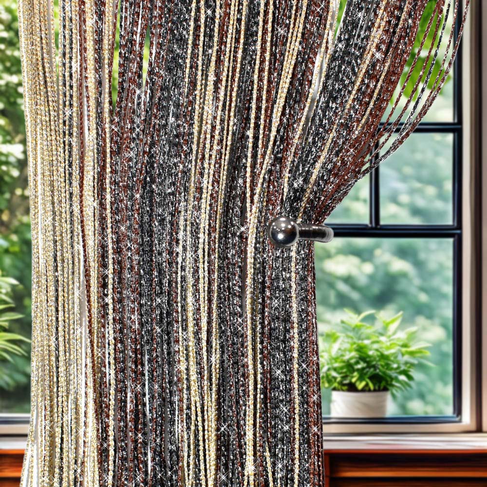 Velosso Aya String Multi Coloured Voile Panel Curtain 90 x 230cm Image 1
