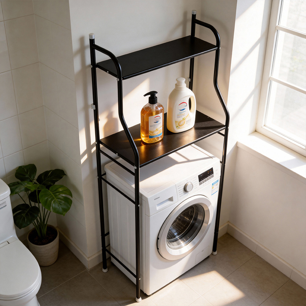 Living and Home 2 Shelf Black Over-Washing Machine Storage Rack Image 8