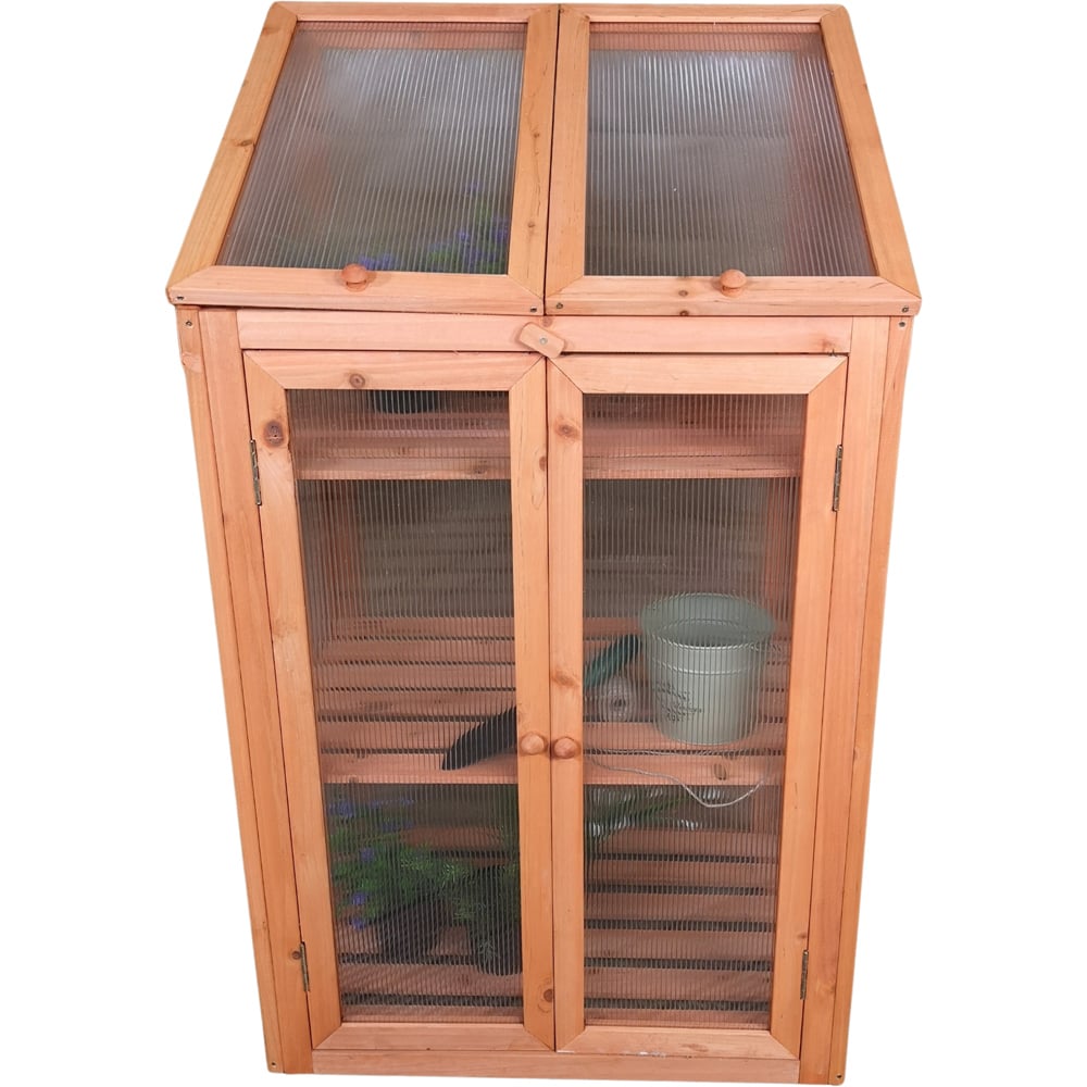 Samuel Alexander Natural Wooden Cold Frame 2.3 x 1.6ft Mini Greenhouse Image 1