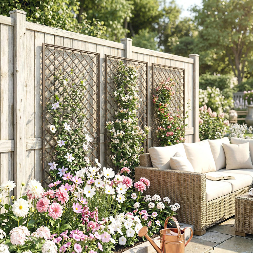 Outsunny 4 x 1ft Natural Wicker Garden Arch Trellis with Flat Top Set of 3 Image 3
