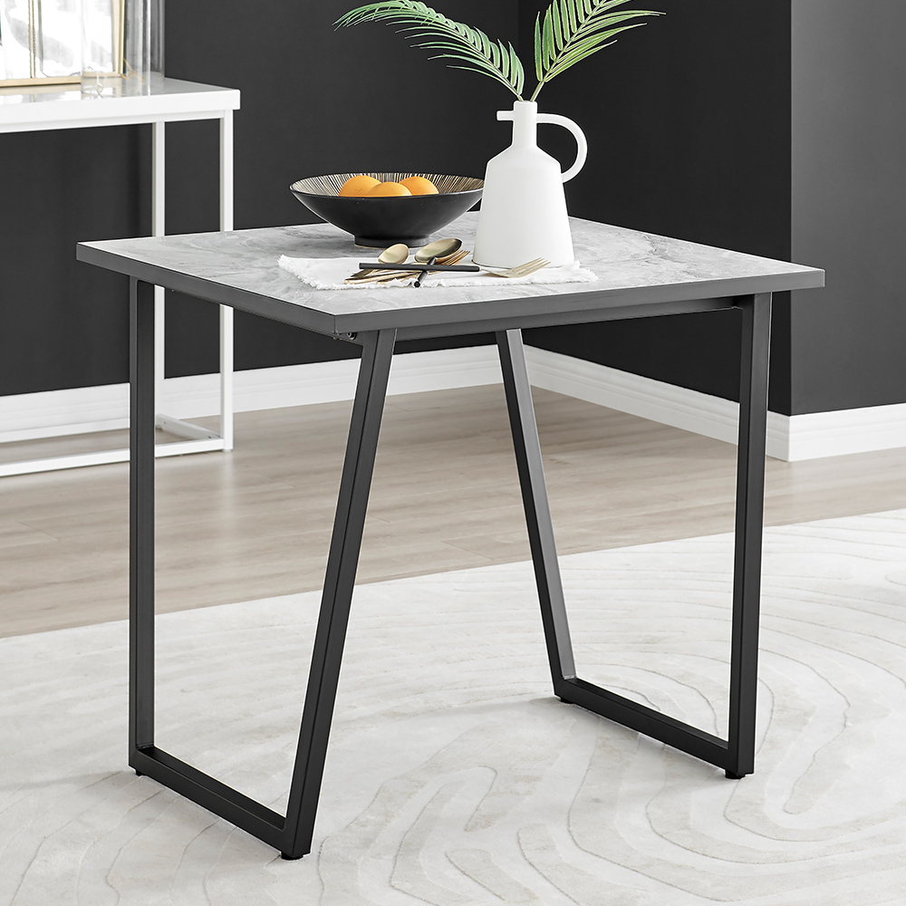 Furniturebox Copeland Cesano Marble Effect 2 Seater Dining Set White Mustard and Chrome Image 2