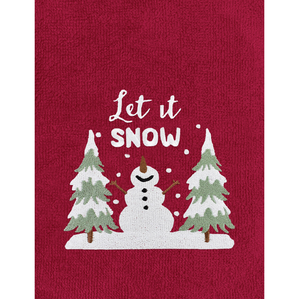 Noel Square Let It Snow Red Hand Towel 2 Pack Image 3