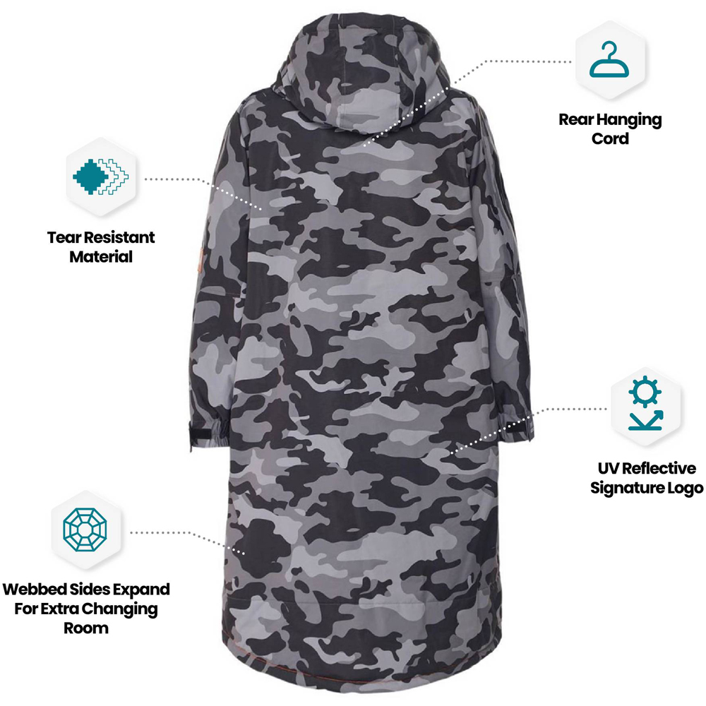 Wave Waterproof Grey Camouflage Fleece Lined Changing Robe Large Image 9