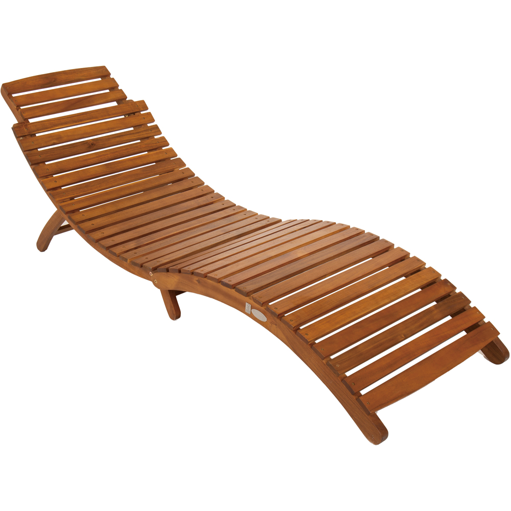 Charles Bentley Wooden Curved Foldable Sun Lounger Image 2