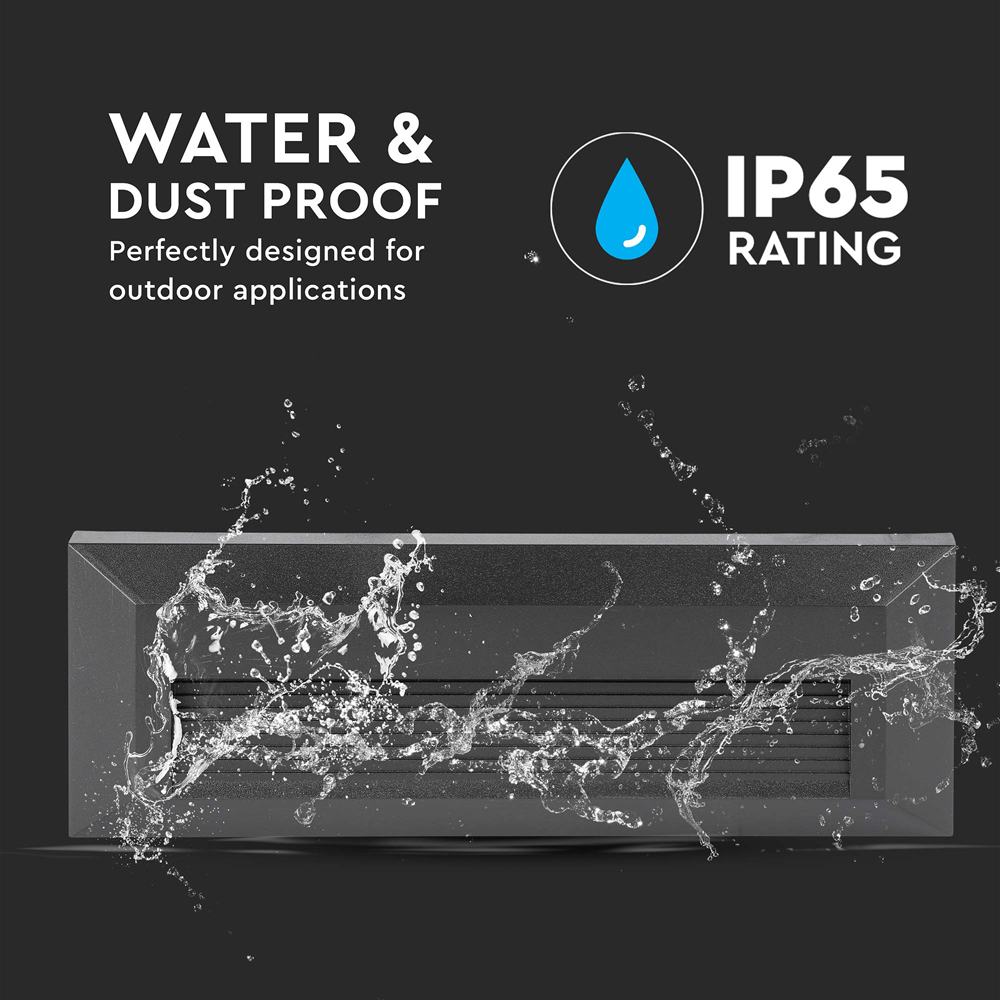 V-TAC 4 Pack 3W Black Rectangular Cool White LED Step Light Image 6