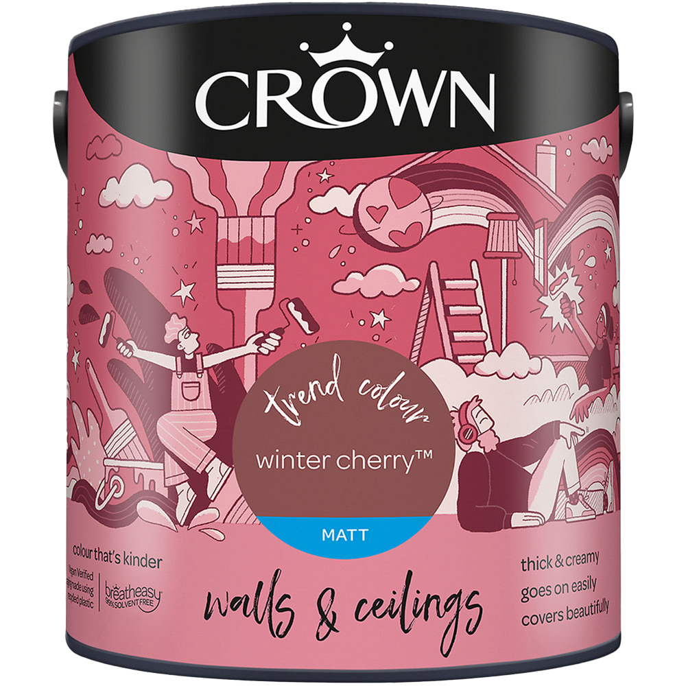 Crown Walls & Ceilings Winter Cherry Matt Emulsion Paint 2.5L Image 2