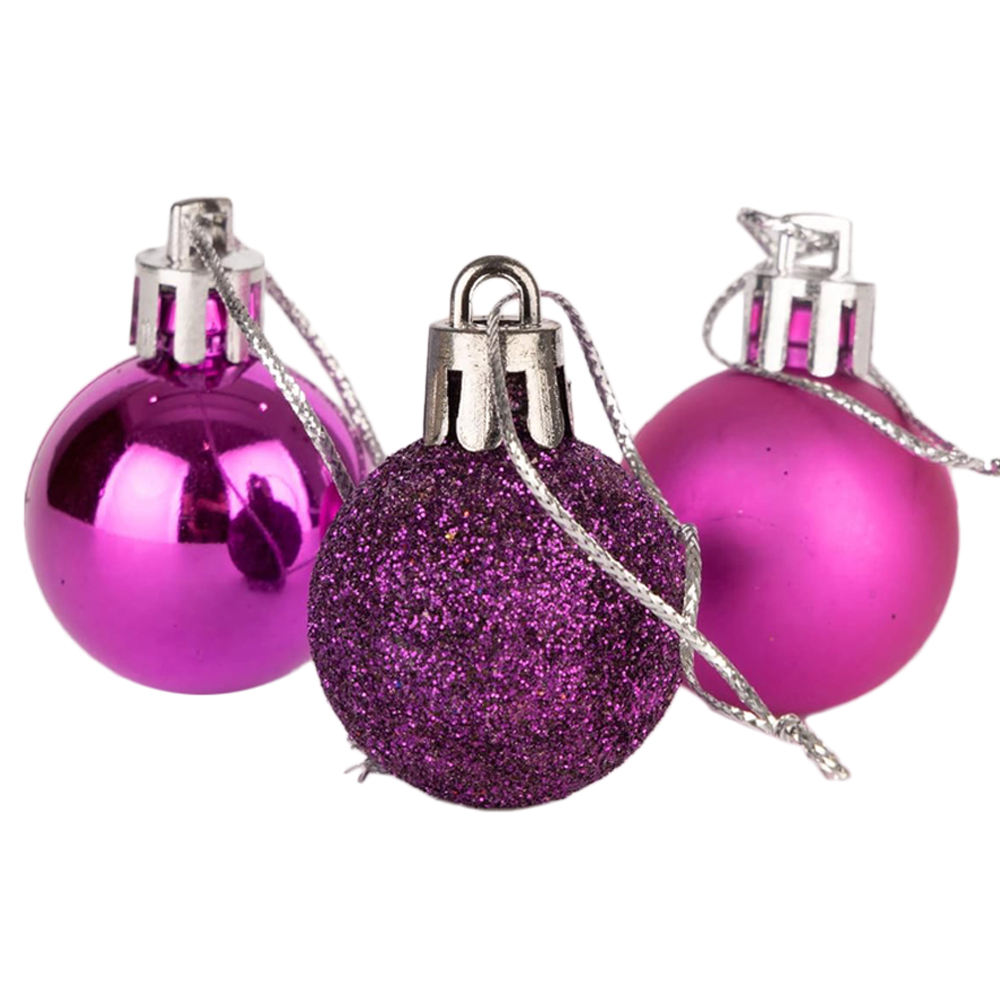 Shatchi 3cm Purple Shatterproof Christmas Bauble 24 Pack Image 2