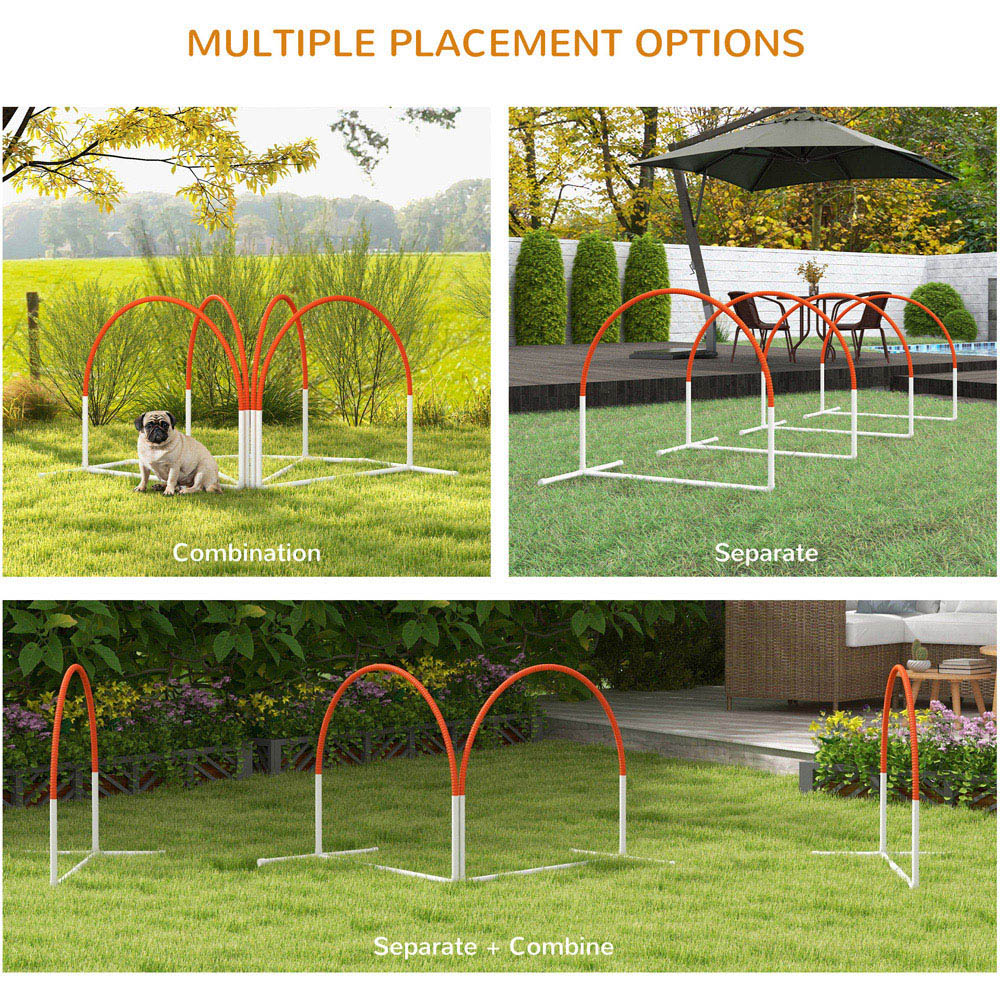 PawHut 4 Piece Orange Dog Agility Equipment Set with Weave Pole Image 7