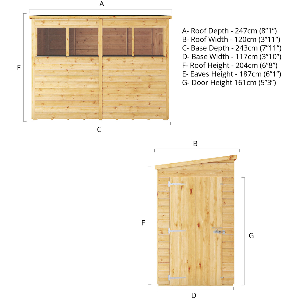 Mercia Woodsman 8 x 4ft Shiplap Glass Pent Shed Image 9