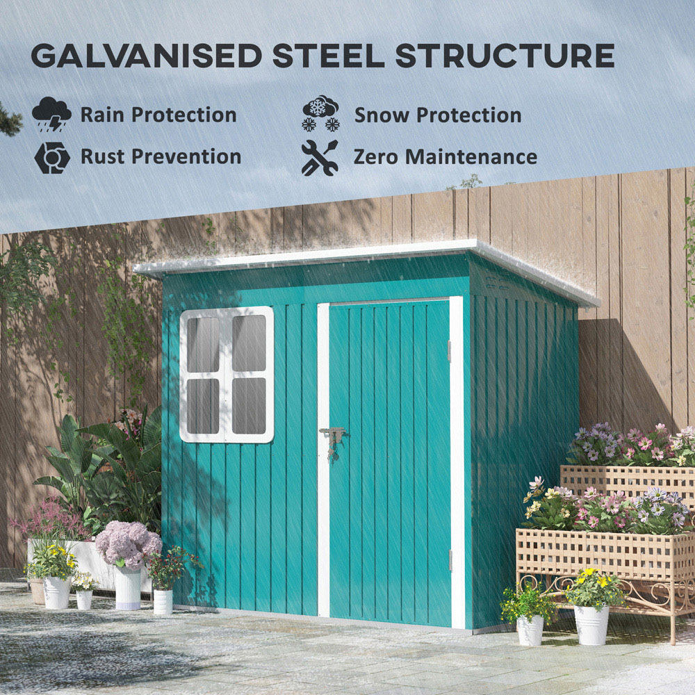 Outsunny 7 x 4ft Green Galvanised Steel Garden Shed with Foundation Kit Image 4
