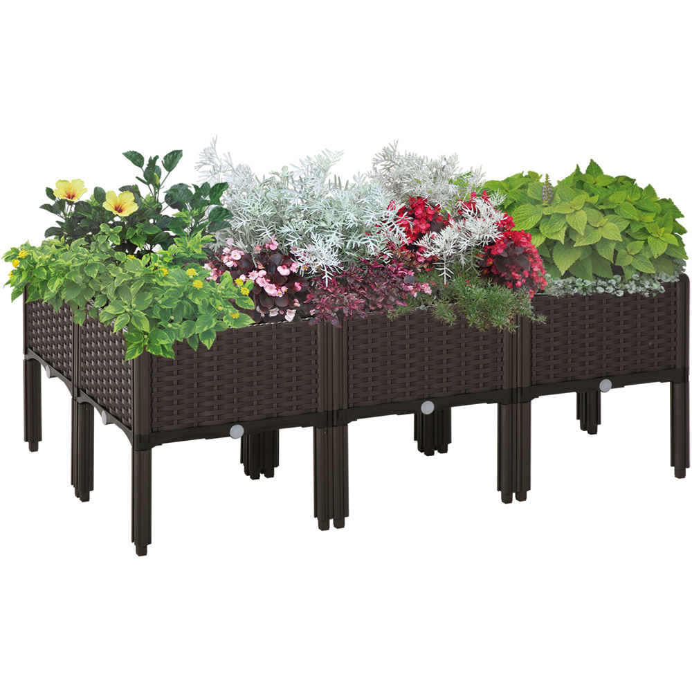 Outsunny Brown Raised Flower Bed 44 x 40 x 40cm Image 1