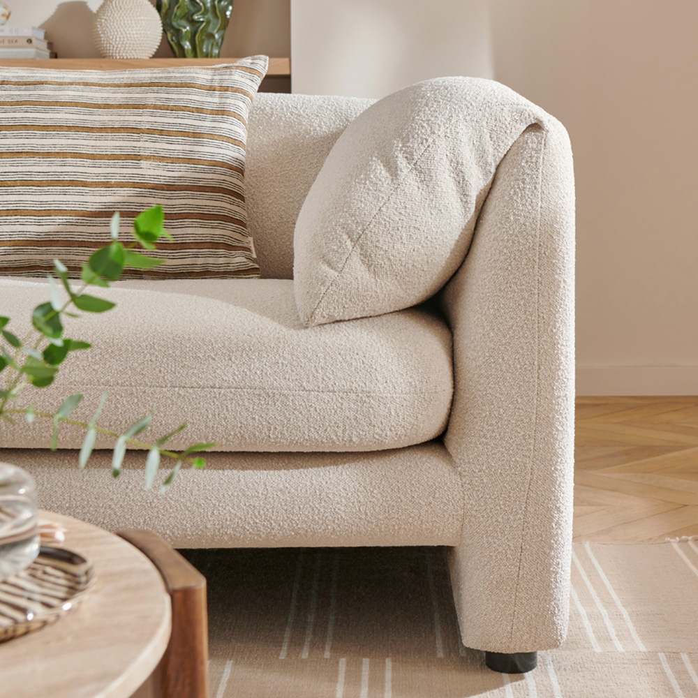 Harlow 3 Seater Cream Boucle Fabric Sofa Image 3