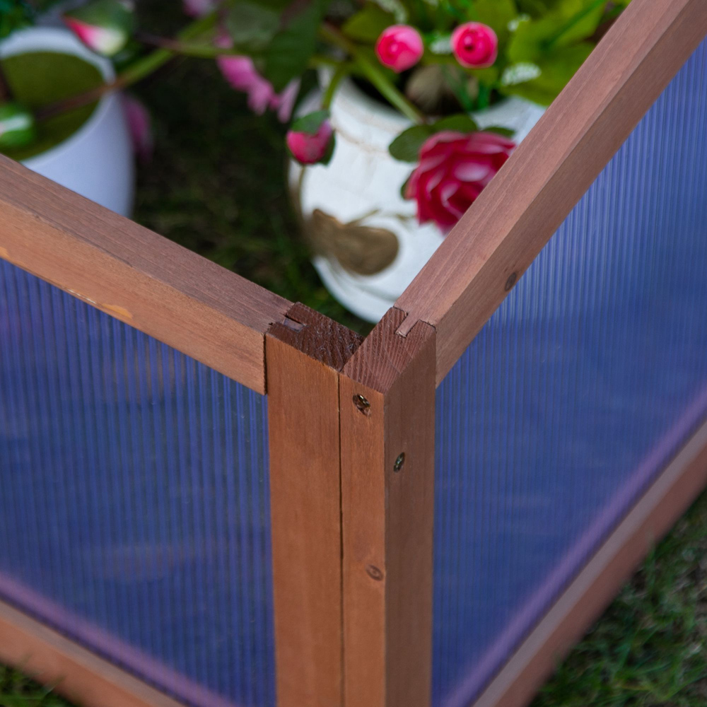 Outsunny Brown Wooden Polycarbonate Cold Frame with Top Cover Image 4