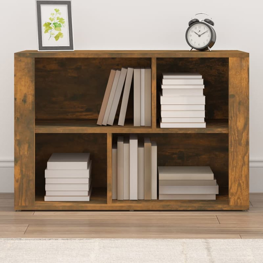 vidaXL 4 Shelf Smoked Oak Wide Sideboard Image 1