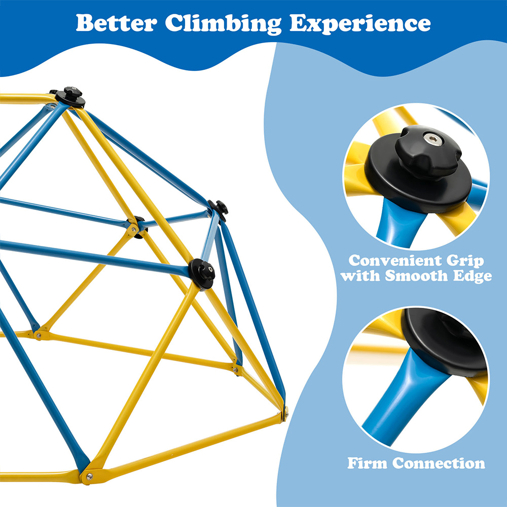 Costway Kids Yellow and Blue Geometric Dome Climber 6ft Image 5