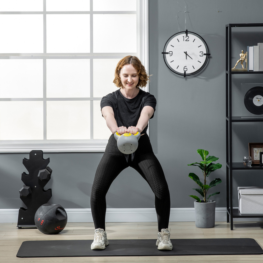 SPORTNOW Yellow and Grey Kettle Bell with Handle 4kg Image 2