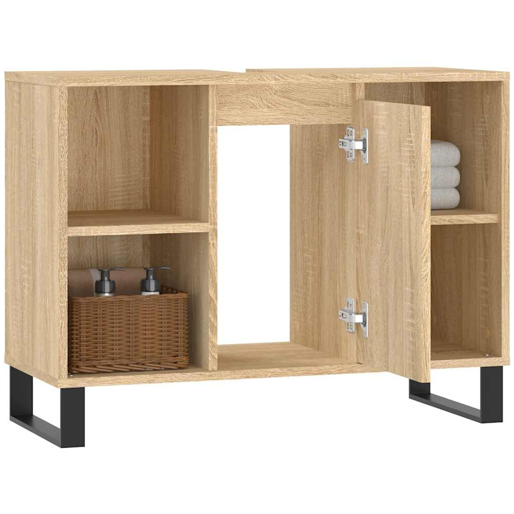 vidaXL Single Door 4 Shelf Sonoma Oak Bathroom Cabinet Image 4