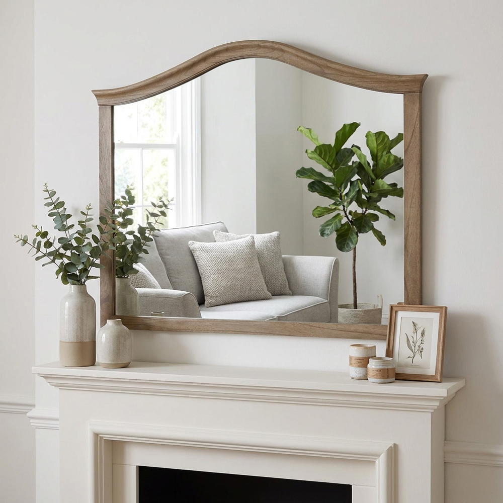 Rosemont Wooden Over Mantle Mirror Brown Image 2