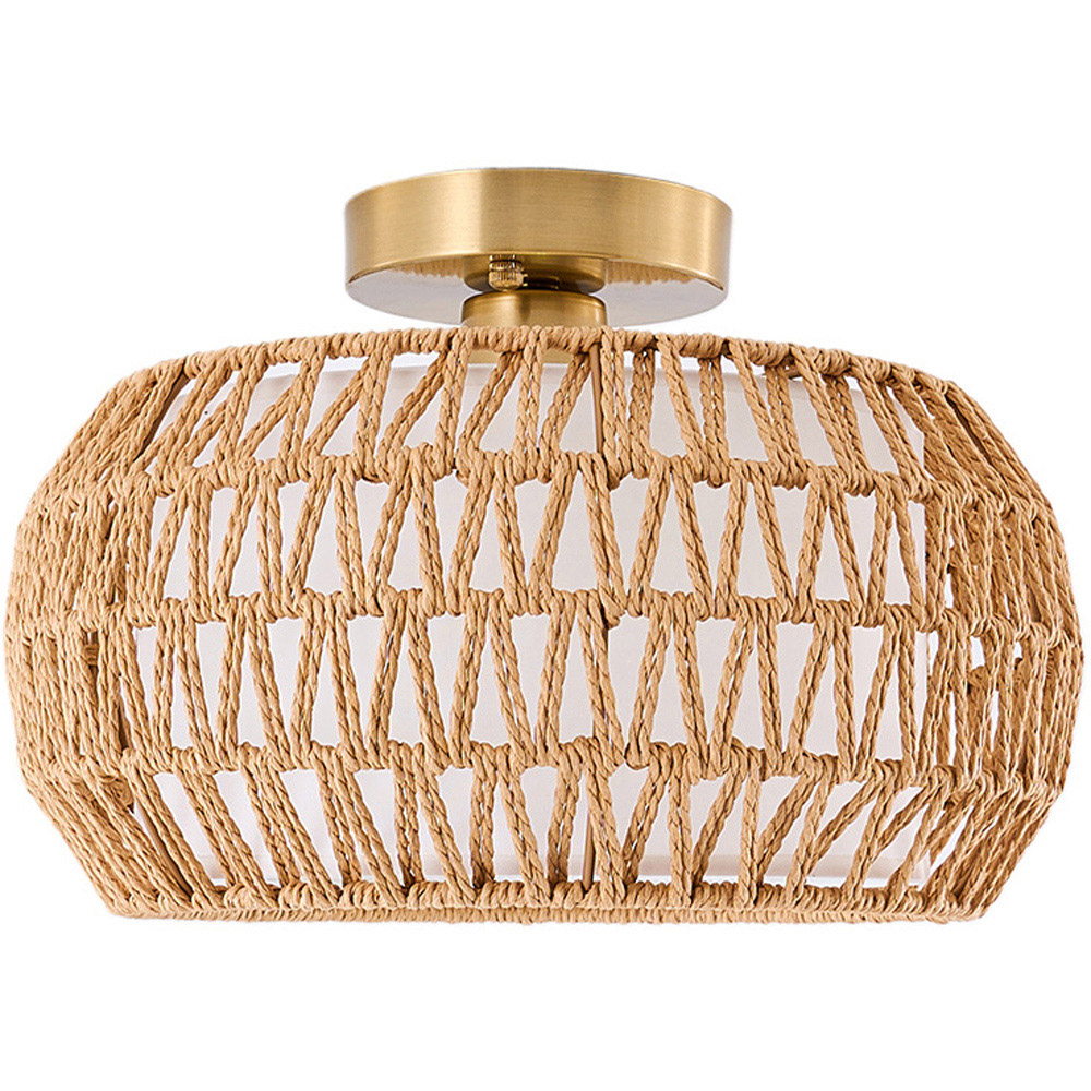 Living and Home Gold and Yellow Hemp Rope E27 Ceiling Light Image 1